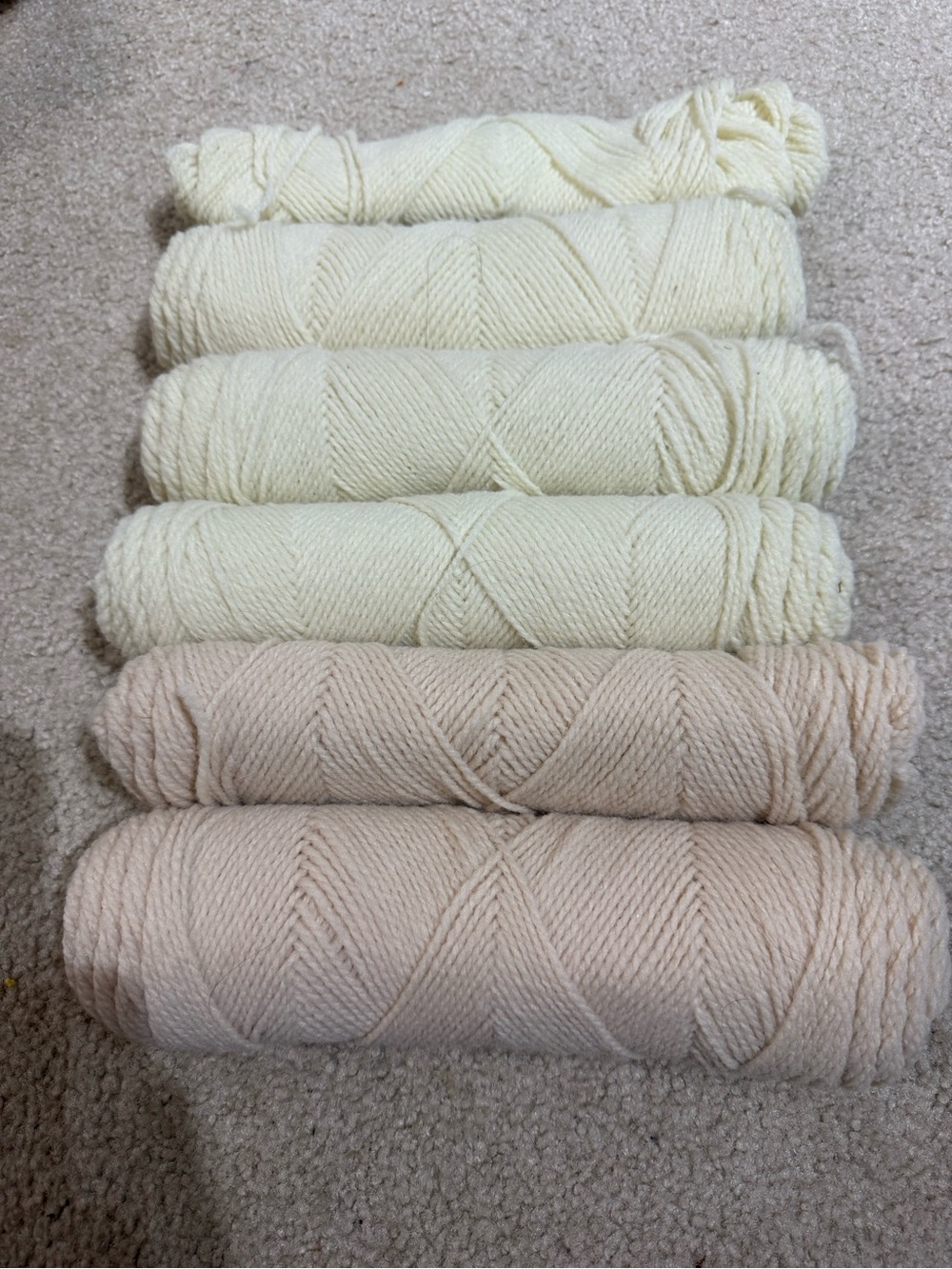 Neutral Pastel Yarn Skeins - Cream and Light Beige  Set , Polyester 19 oz total